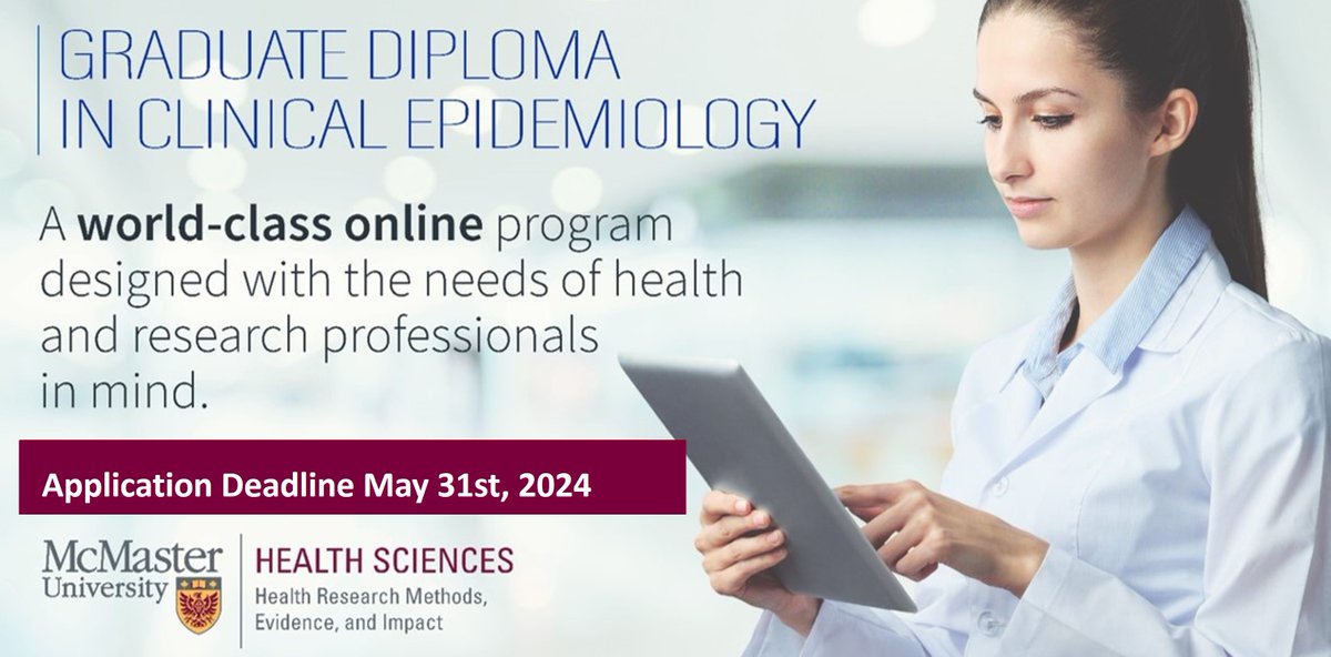 You asked and we delivered! We have reopened our application portal until 31/5/24, for those who missed the deadline. Apply now to our flexible, part time, fully online Graduate Diploma in Clinical Epidemiology. apply at: gdce.healthsci.mcmaster.ca #epidemiology , #healthresearch,