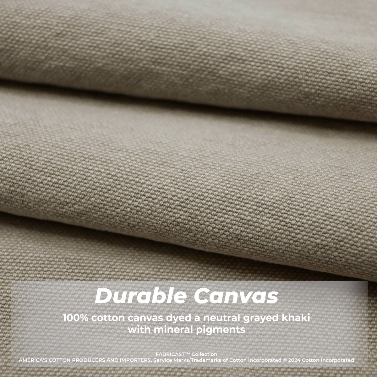 This 100% #cotton canvas was dyed a neutral grayed khaki with mineral pigments. These naturally sourced pigments offer very good light and wash fastness properties on this durable fabric. #FabricFriday @cotton_works cottonworks.com/en/fabricast/7…