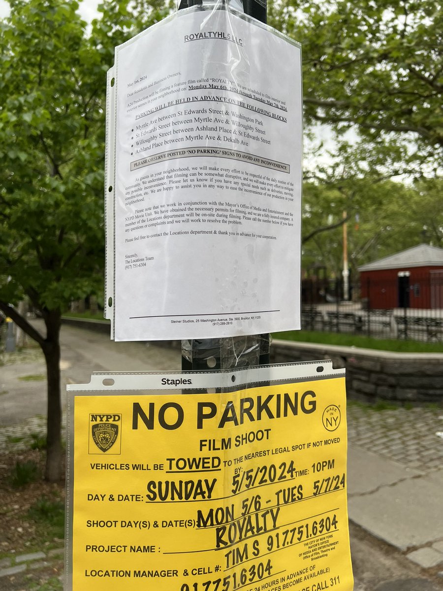 @olv Next week all around Fort Green Park on the Myrtle Ave side, Royalty/High and Low