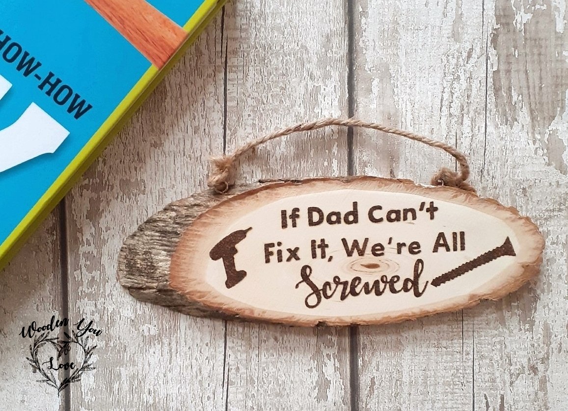 This hand burnt plaque is a funny gift for Dad on #fathersday. So true right?! etsy.me/3UjLRij #EarlyBiz #MHHSBD #firsttmaster