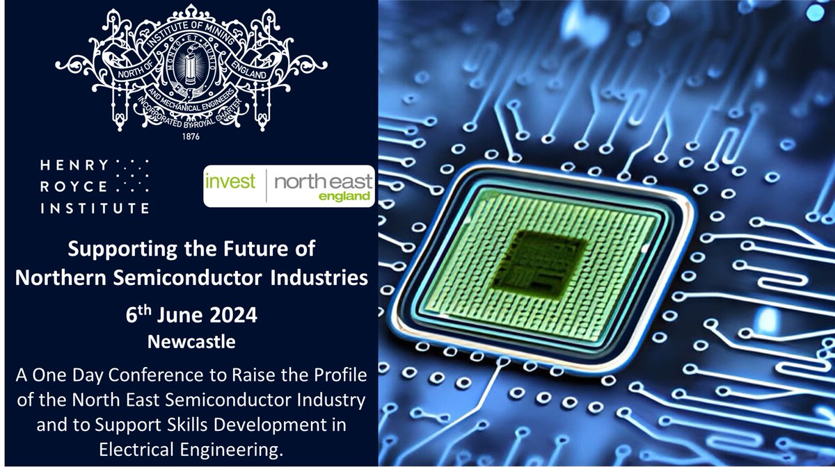 Our conference includes talks from across NE #semiconductor companies with contributions from academia, local and national government, and training and skills providers, We're delighted to be supported by @InvestNEEngland and @RoyceInstitute! Register at: eventbrite.co.uk/e/supporting-t…