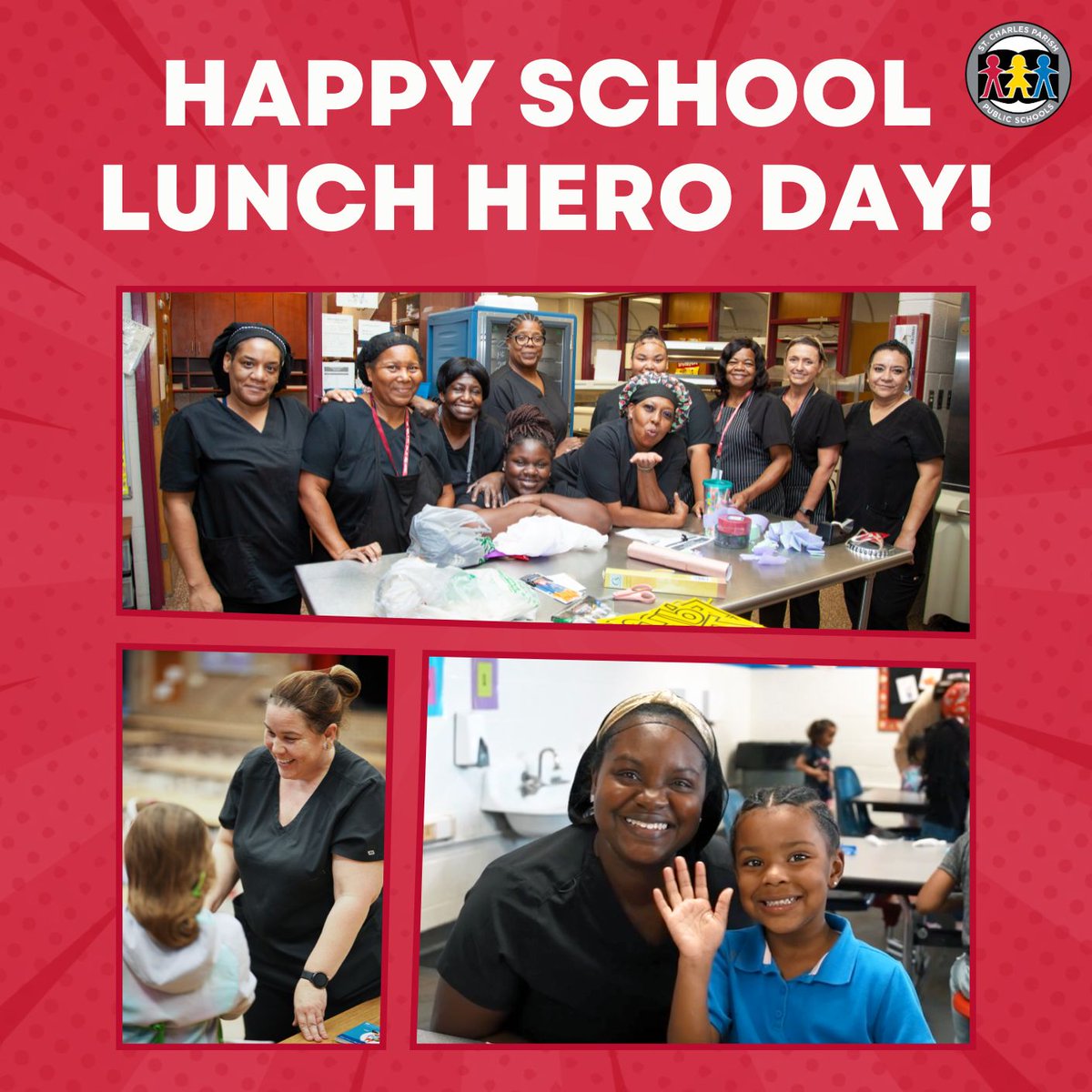 It's School Lunch Hero Day! 🎉🍎🥪 Today, we celebrate and thank all the amazing SCPPS child nutrition workers who work hard to ensure our students have access to healthy and delicious meals.

#ExpectExcellence
#YouandI 
#ALLIN