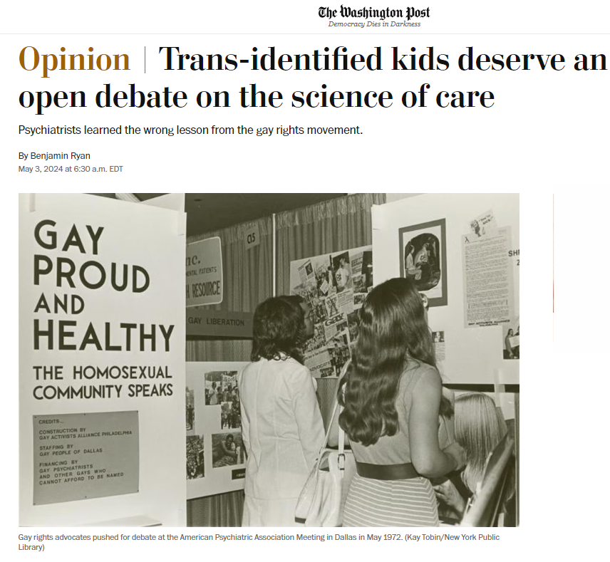 Calling on the American Psychiatric Association: In a @washingtonpost op-ed, @benryanwriter urges @APApsychiatric to address #CassReview & similar findings challenging the evidence base for puberty blockers & hormones in trans-identified youth. He calls for discussion at their…