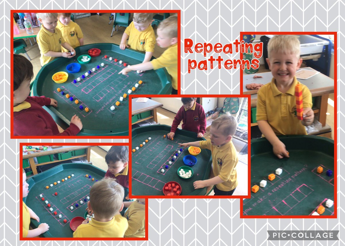 Nursery have been busy creating repeating patterns this week. I was so impressed with their engagement and perseverance. They carefully checked their work and made changes when they spotted mistakes! @StJamesNur @StJamesChorley