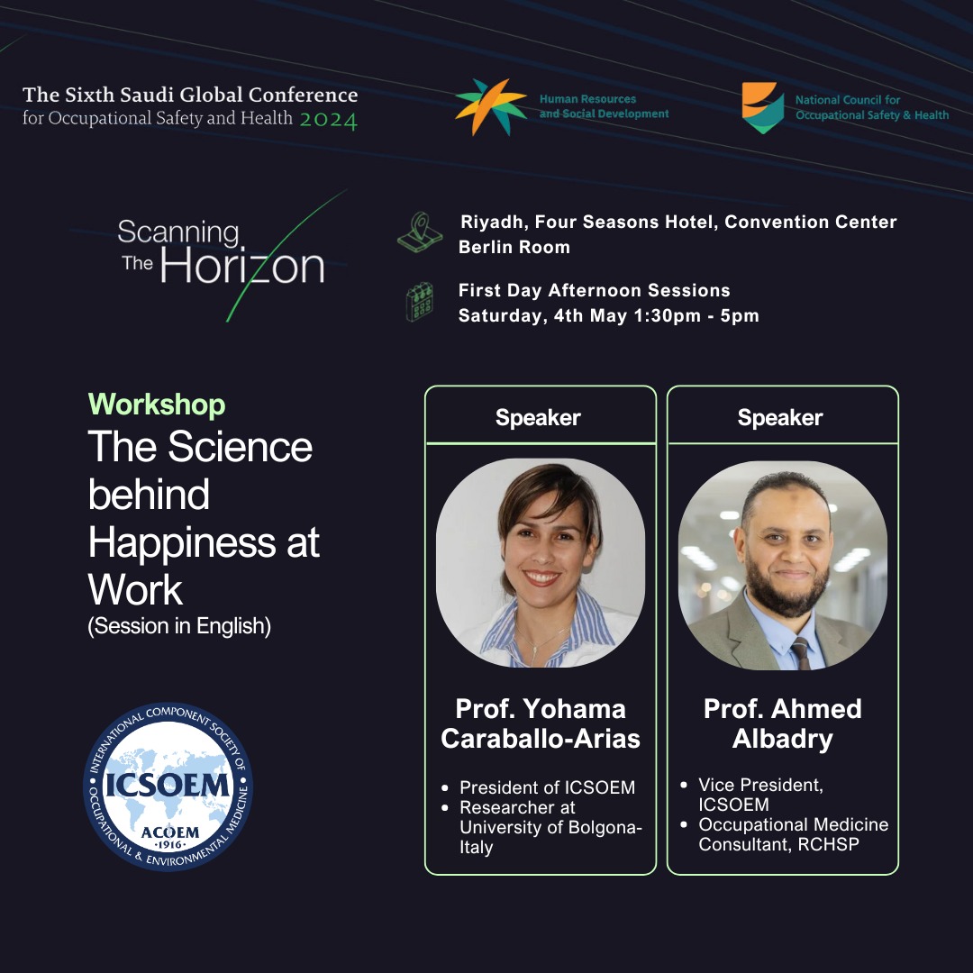 ICSOEM_ACOEM's tweet photo. 🌟 Exciting news! 🌟 Prof. Yohama &amp; Prof. Ahmed from ICSOEM will lead TWO workshops at The Sixth Global Conference of Occupational Safety and Health 2024 on May 4th! Don't miss out! 💼💡 #ICSOEM #OSHConference2024 #ScanningTheHorizon https://t.co/UEddlcr0cn