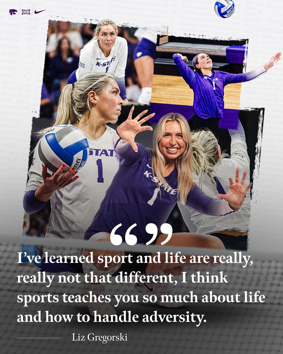 “𝐈 𝐰𝐨𝐮𝐥𝐝𝐧’𝐭 𝐭𝐫𝐚𝐝𝐞 𝐢𝐭 𝐟𝐨𝐫 𝐭𝐡𝐞 𝐰𝐨𝐫𝐥𝐝.”

@LizGregorski has been knocked down a few times, but she’s not one to let it hold her back for very long. 

Read about resilience in this edition of 𝐒𝐩𝐨𝐫𝐭𝐬 𝐄𝐱𝐭𝐫𝐚. 

📄 k-st.at/4akkHy1

#KStateVB