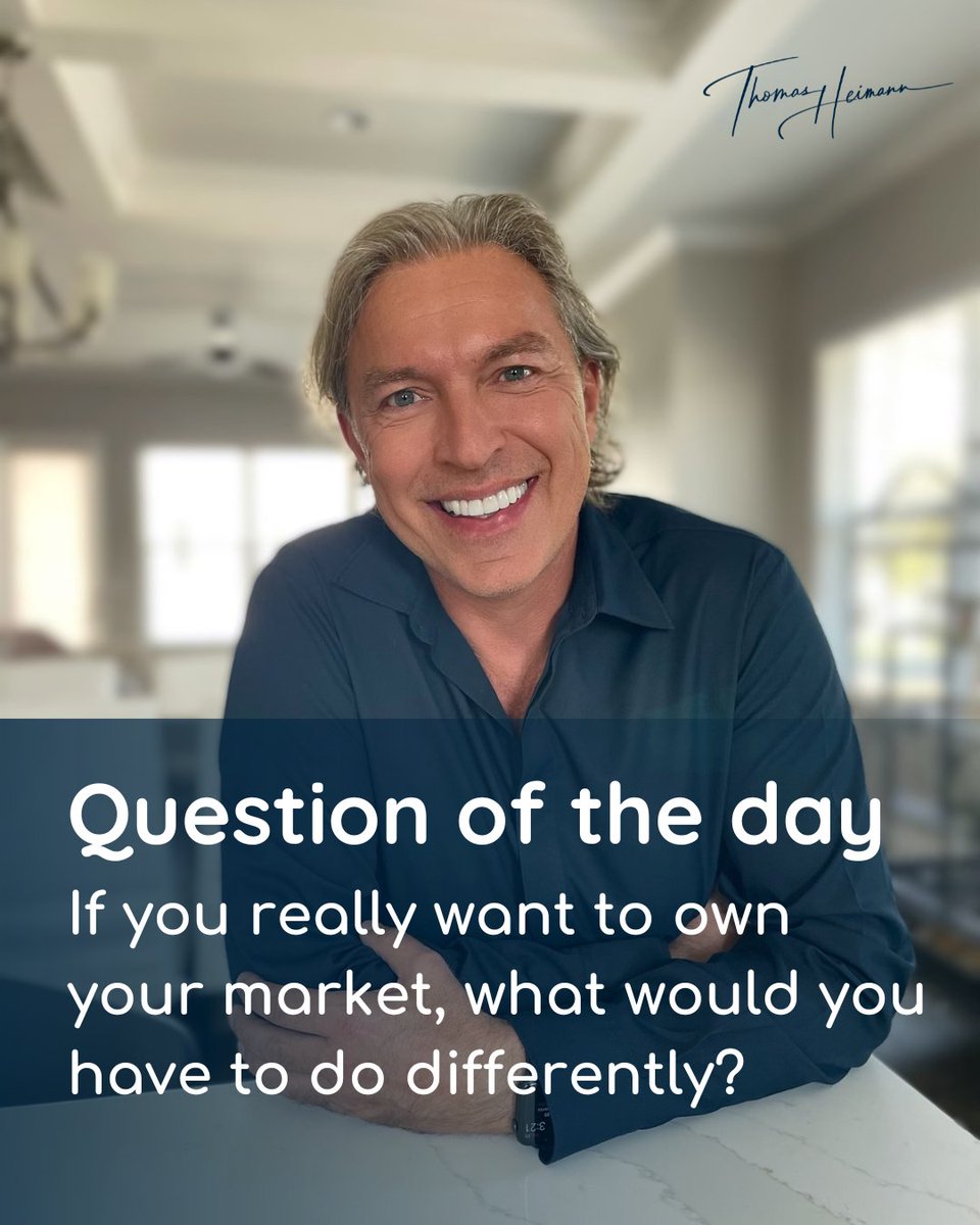 If you really want to own your market, what would you have to do differently?
.
.
.
#topproducer #realtypartners #teamrealtypartners #teamgoteam #realestateagent #realtor #realtors #realtorlife #thomasheimann #kw #kellerwilliams #remax #coldwellbanker #exitrealty #sothebys