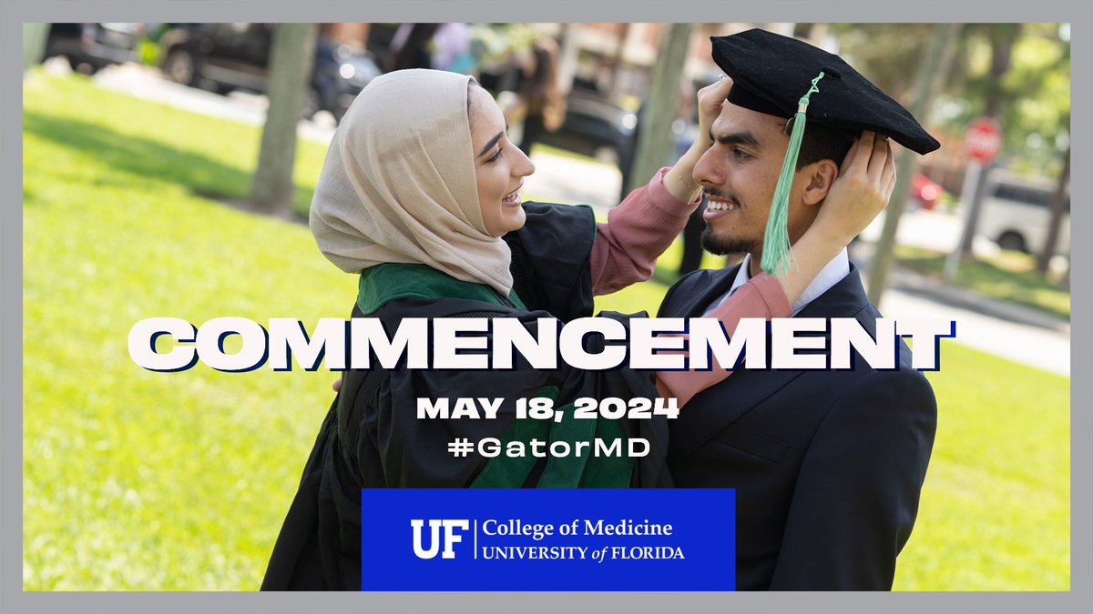 Please join the @UF College of Medicine in celebrating our #GatorMD class of 2024 in a commencement ceremony on May 18. Event details, including a livestream link, are available online at go.ufl.edu/8pplrm6. #UFgrad