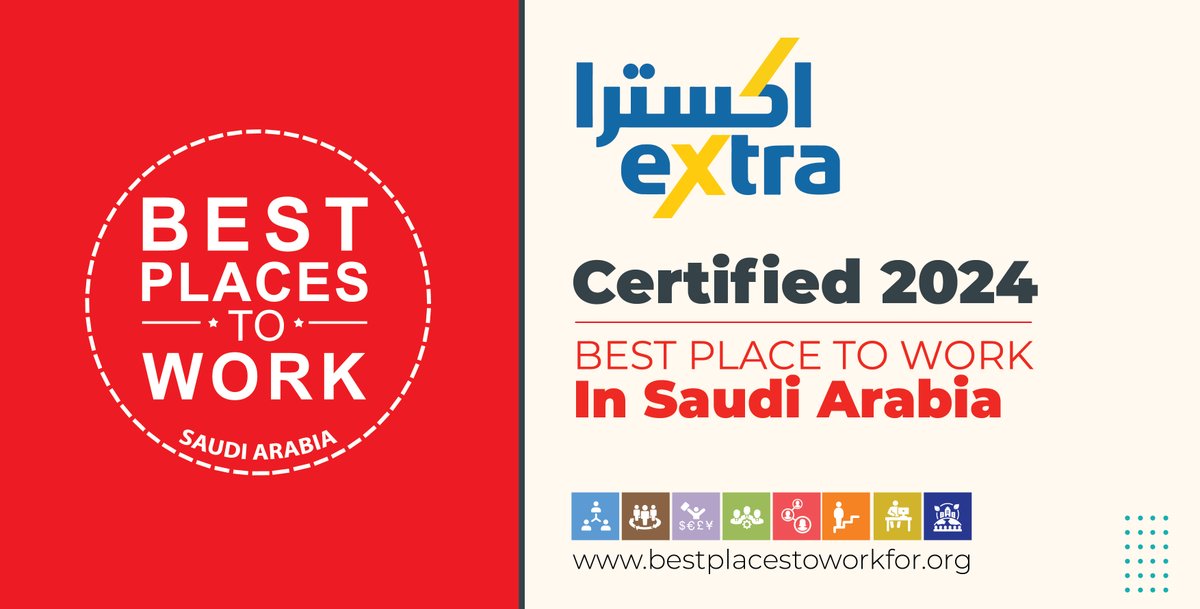 Congratulations to @eXtraStores for achieving the #BestPlacestoWork in #Saudi for 2024. @eXtraStores @eXtraStores offers a wide range of leading brands in electronics and appliances. #bestplacestowork2024 #bestemployerssaudi2024 #employersofchoicesaudi #topemployerssaudi
