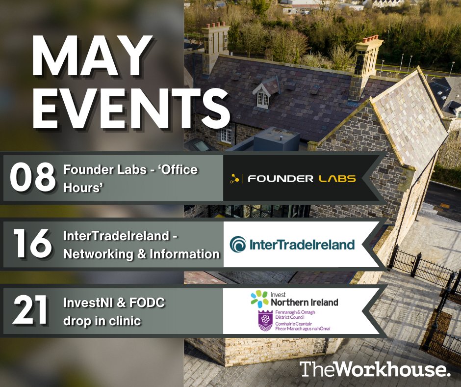 The Workhouse, Enniskillen (@_theworkhouse_) on Twitter photo Check out our May events!
For more details visit: theworkhouseenniskillen.com/11025-2/
<a href="/swccollege/">South West College</a> <a href="/fermanaghomagh/">Fermanagh & Omagh District Council</a> <a href="/Inter_Trade/">InterTradeIreland</a> <a href="/InvestNI/">Invest NI</a> <a href="/ormeaubaths/">ormeaubaths</a> Check out our May events!
For more details visit: theworkhouseenniskillen.com/11025-2/
<a href="/swccollege/">South West College</a> <a href="/fermanaghomagh/">Fermanagh & Omagh District Council</a> <a href="/Inter_Trade/">InterTradeIreland</a> <a href="/InvestNI/">Invest NI</a> <a href="/ormeaubaths/">ormeaubaths</a>