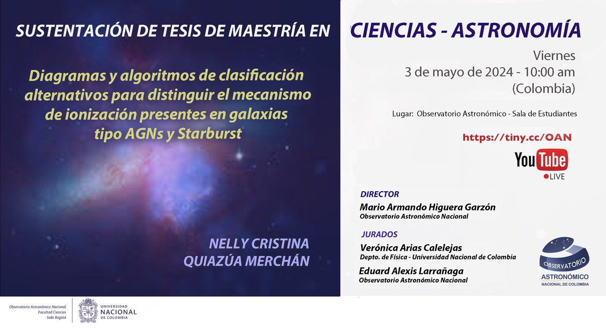 Cerramos la semana con una nueva sustentación de Tesis de Maestría en Ciencias Astronomía de la estudiante @CristinaQuiazua