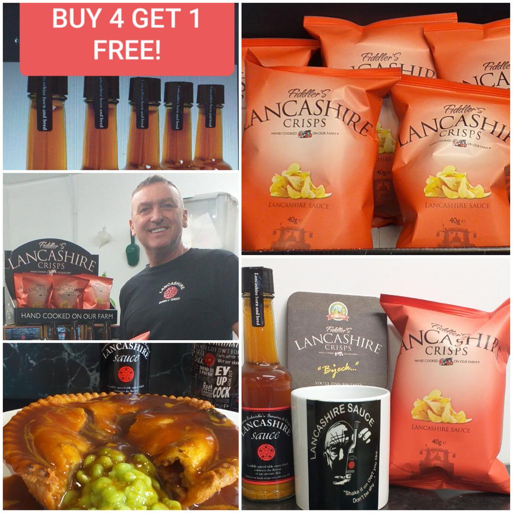 Bank Holiday Weekend! Visit our online shop to buy 4 get 1 free on our 150ml bottles of @lancashiresauce We have @fiddlerscrisps #LANCASHIRE mercandise gift ideas, recipies and more. 'Shake it on Owt' you like...don't be shy...'
lancashiresauce.co.uk/shop/
