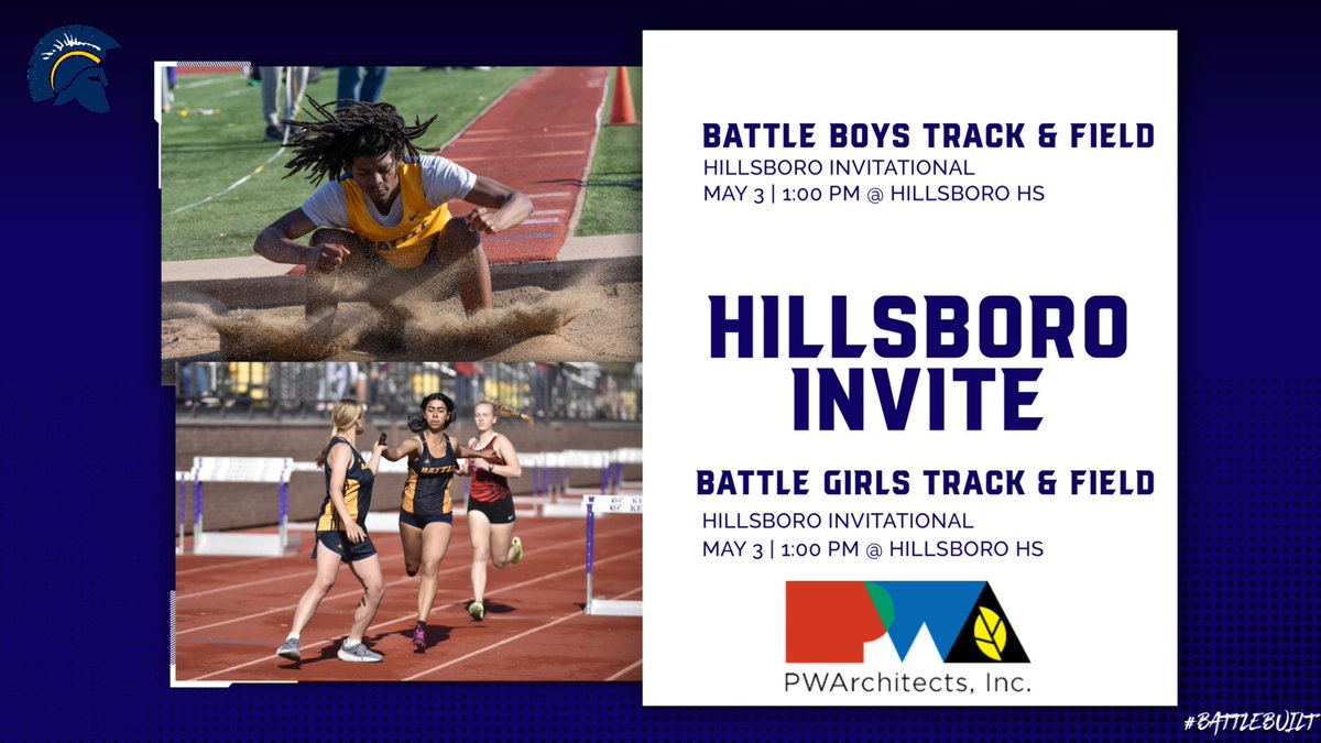 Good luck to Battle Boys & Girls Track & Field as they compete at the Hillsboro Invite today!