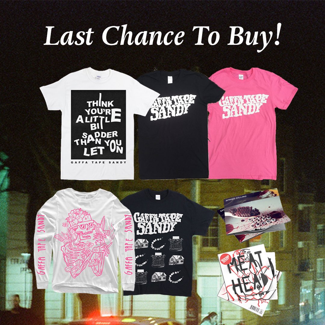 HEY FRENDS IT IS #BandcampFriday !! this is your last chance to get your hands on these garms as we’re on the eve of a huge merchandise rehaul!!! everything must go type beat. gaffatapesandy.bandcamp.com/merch