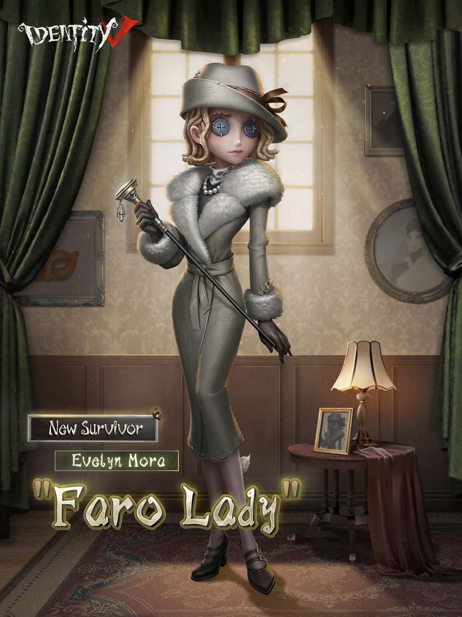 Dear Visitors,
Gifted with extraordinary memory and theatrical brilliance, why does “Faro Lady” journey to the Manor?
And which familiar faces from bygone days will she encounter within? 
Stay tuned for the arrival of Evelyn Mora, our new Survivor “Faro Lady”!
#IdentityV