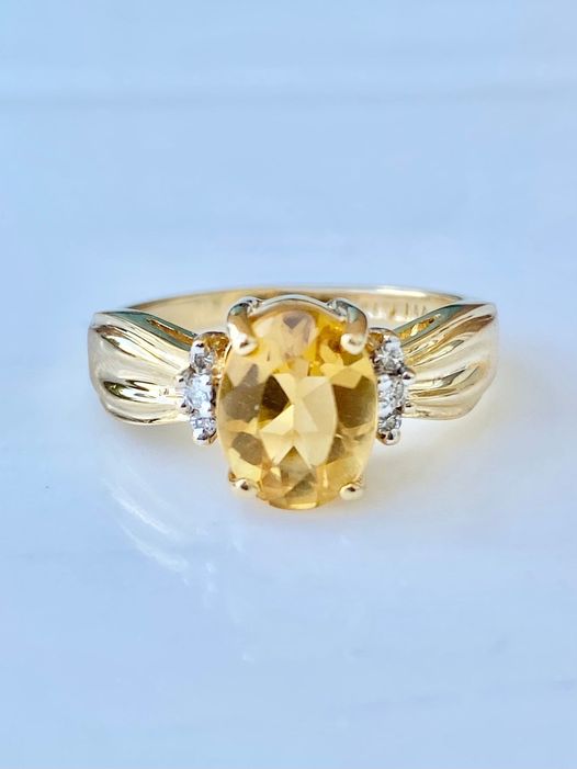 Excited to share the latest addition to my #etsy shop: November Birthstone Ring, Citrine Engagement, 14k Solid Gold, Real Diamond Jewelry etsy.me/3JRajCJ #ring #diamond #engagement #citrine #gold #EtsyStarSeller #LittleWomenVintage #etsy #etsyshop #14k