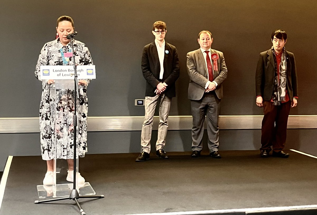David Walker (Labour) has been elected in the Deptford by-election BRANCH Jean Raili (Lib Dem) 221 BUI Tan (Ind) 124 PUGH Adam (Green) 944 REES-BEAUMONT Hugh (Con) 69 WALKER David (Lab) 2642 Turnout 36%