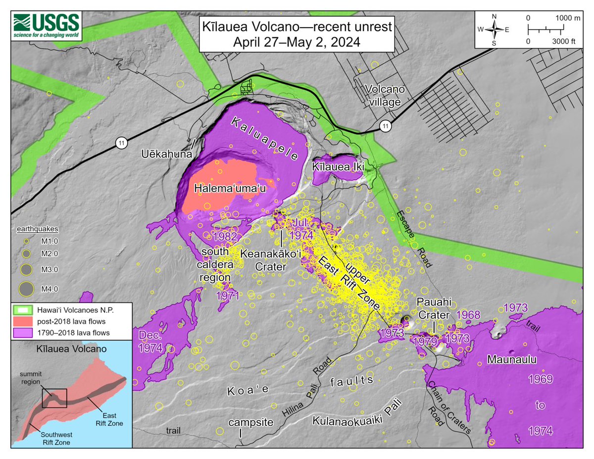 #Kīlauea is not erupting. #Earthquakes and ground #deformation increased sharply in the past week, reflecting increasing pressurization of the magmatic system. 
#HVO  installed a new webcam: ow.ly/uVR050RvIwi

Read the Full Info Statement: ow.ly/GTr350RvIwj