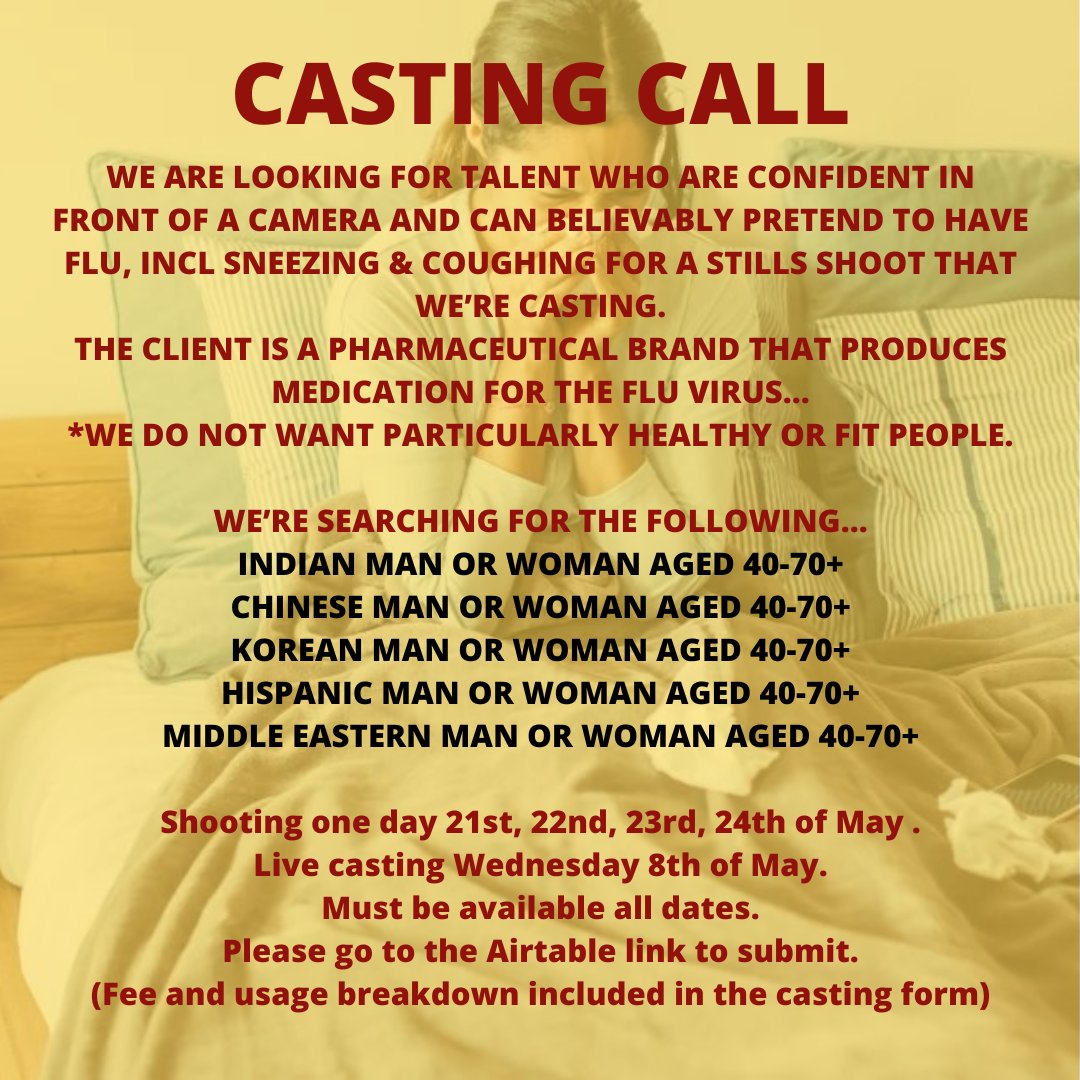 APPLICATION FORM
airtable.com/appwAUiw9KeArj…

#castingcall #STREETCASTING #CASTING #CASTMECAMILLA #ACTORSUK #actors