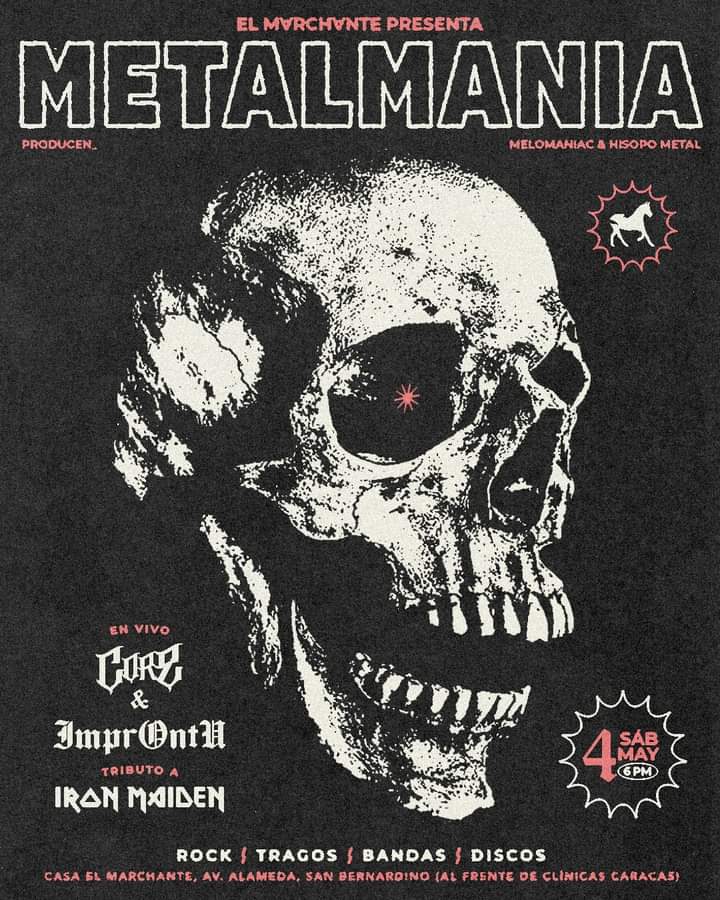 Agenda Caracas Alternativa (@acacaracas) on Twitter photo #AcáCaracas de rock, tragos, bandas y discos.
Este #Sáb #4Abr se prende la "Metalmanía", el primer evento rockero en <a href="/elmarchante_/">El Marchante</a> de #SanBernardino (frente Clínicas Caracas).
Lléguense desde las 6:00 pm para una velada metalera inolvidable.
Tickets👇🏼 elmarchante.b9ticketing.com #AcáCaracas de rock, tragos, bandas y discos.
Este #Sáb #4Abr se prende la "Metalmanía", el primer evento rockero en <a href="/elmarchante_/">El Marchante</a> de #SanBernardino (frente Clínicas Caracas).
Lléguense desde las 6:00 pm para una velada metalera inolvidable.
Tickets👇🏼 elmarchante.b9ticketing.com