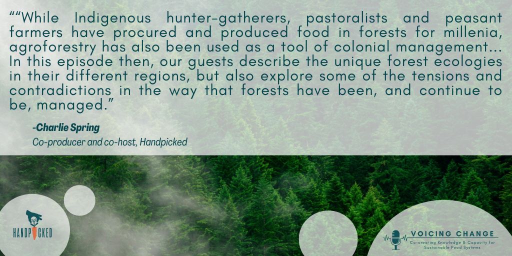 Episode 2 is out on Monday! We can’t wait for an incredible conversation with 3 researchers who consider how forests and communities interact. Check out the quote for a sneak peek, and listen on Monday here: tinyurl.com/59d9rnyn

#VoicingChange #agroforestry #FoodSystems
