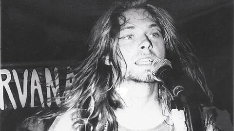 Kurt Cobain at an early Nirvana show, 1988.