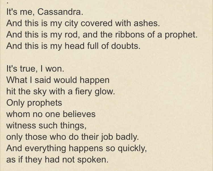 monologue for cassandra by wislawa szymborska you will always be famous …