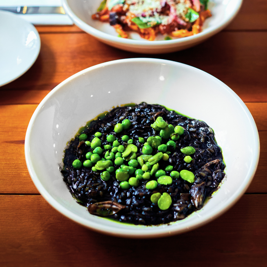 Join us this bank holiday weekend for an aperitivo, lunch or dinner. We’re also open for Sunday lunch in Hove! This dish will be available all weekend. Broad beans are now in season and are paired here with risotto nero of soused squid.