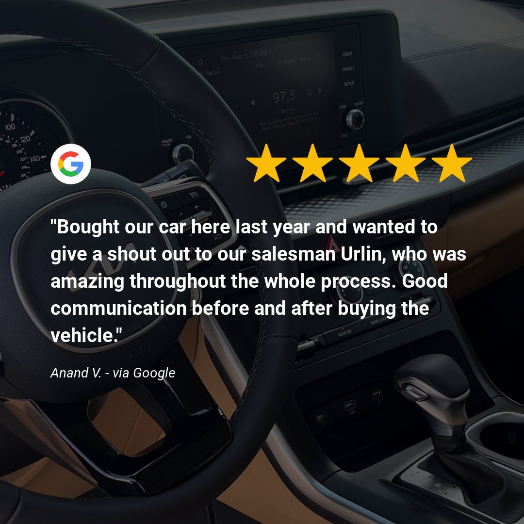 Go Urlin!

#RickCasekia #kia #wecare #service #cars #carlifestyle #reviews #customerreviews #customersatisfaction #kiafamily #familycar #carshopping #luxe #luxury #instyle #carservice #newcar #happyfriday #CustomerAppreciationFriday #viptreatment #service