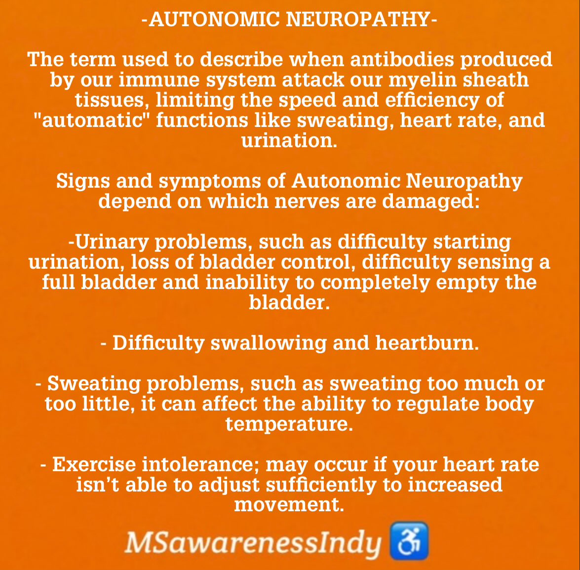 Chronic Illness #TermOfTheDay 

--AUTONOMIC NEUROPATHY--