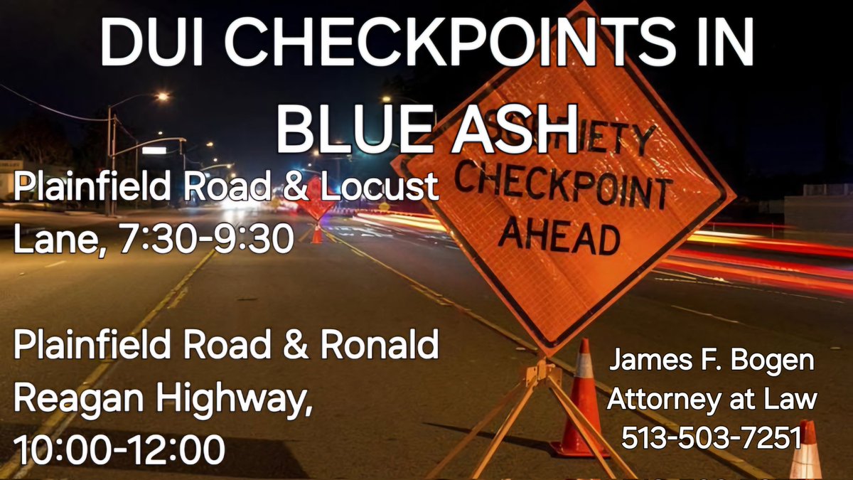 What should you do at a DUI checkpoint? Read more here: facebook.com/share/p/z98CRy… #KnowYourRights #KnowYourLimit #DUICheckpoint #DUI #OVI #DUIdefense #OVIdefense #DUILawyer #OVILawyer #DUIattorney #OVIattorney #CriminalDefense #Cincinnati #TriState