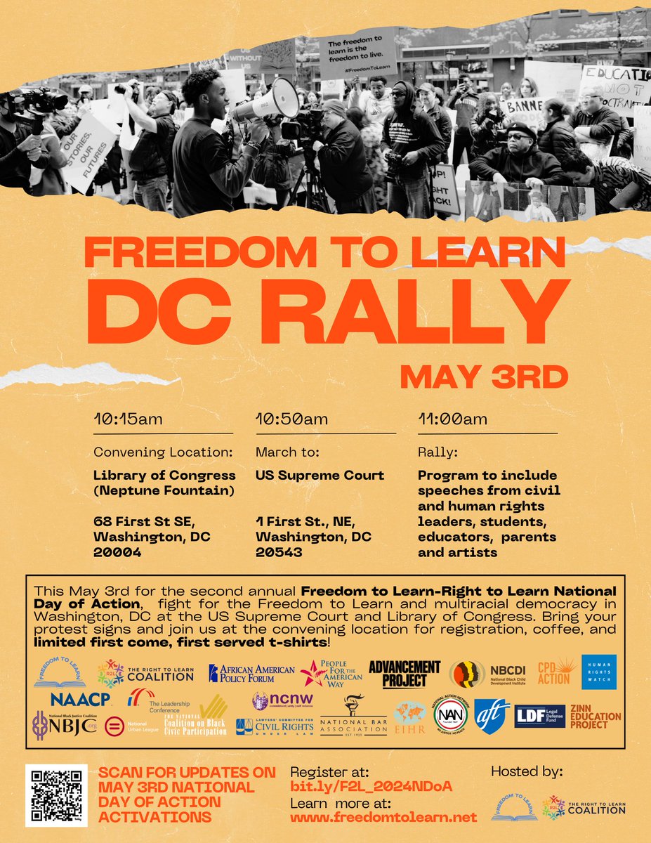 ✊🏾 Today, we rally against dangerous policies & efforts to ban books, end #DEI initiatives, and reverse precious civil rights wins made by courageous freedom fighters. #FreedomToLearn