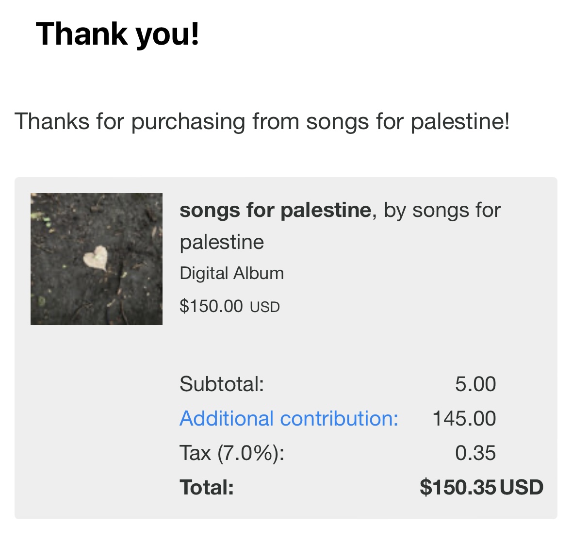 ✅✅✅ first 150$ in donations matched as promised, keep up the donating + sharing !!! 🇵🇸🇵🇸🇵🇸 songsforpalestine.bandcamp.com/album/songs-fo…