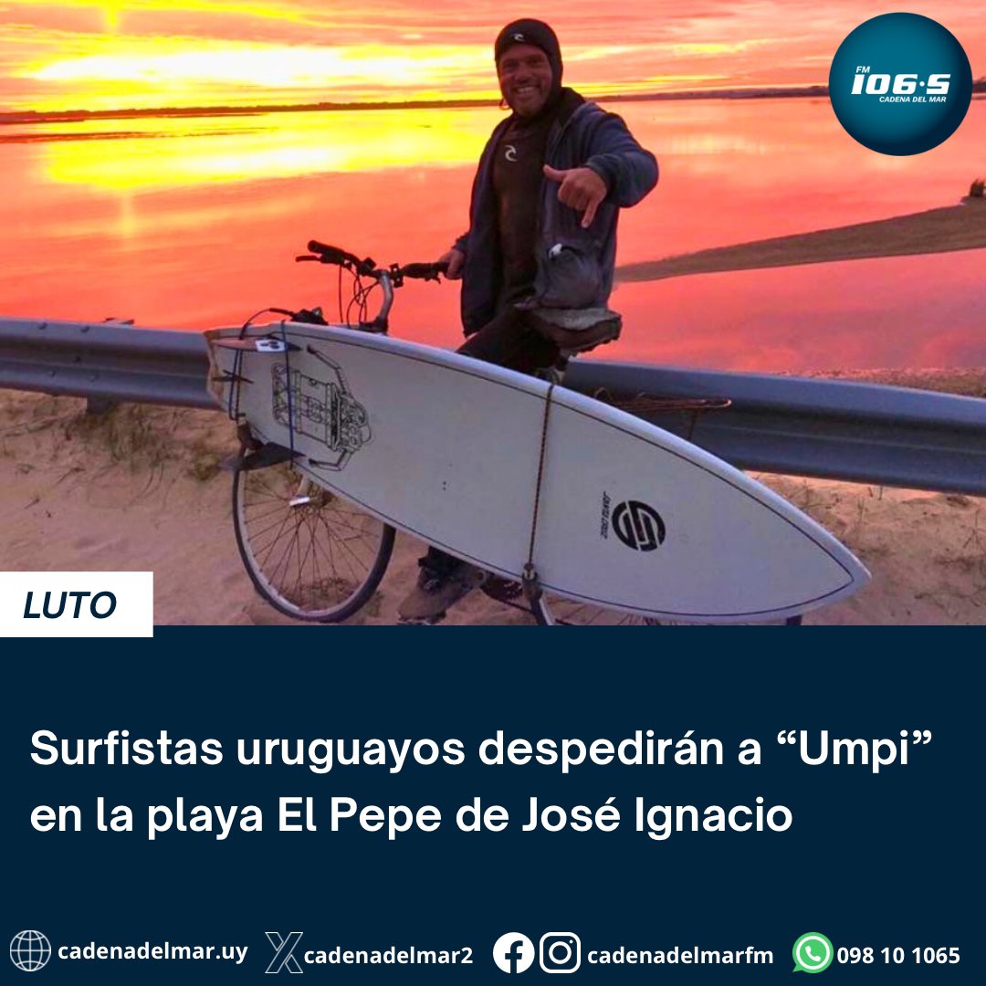 Surfistas uruguayos despedirán a “Umpi” en José Ignacio. 📰 cadenadelmar.uy/deporte/surfis…