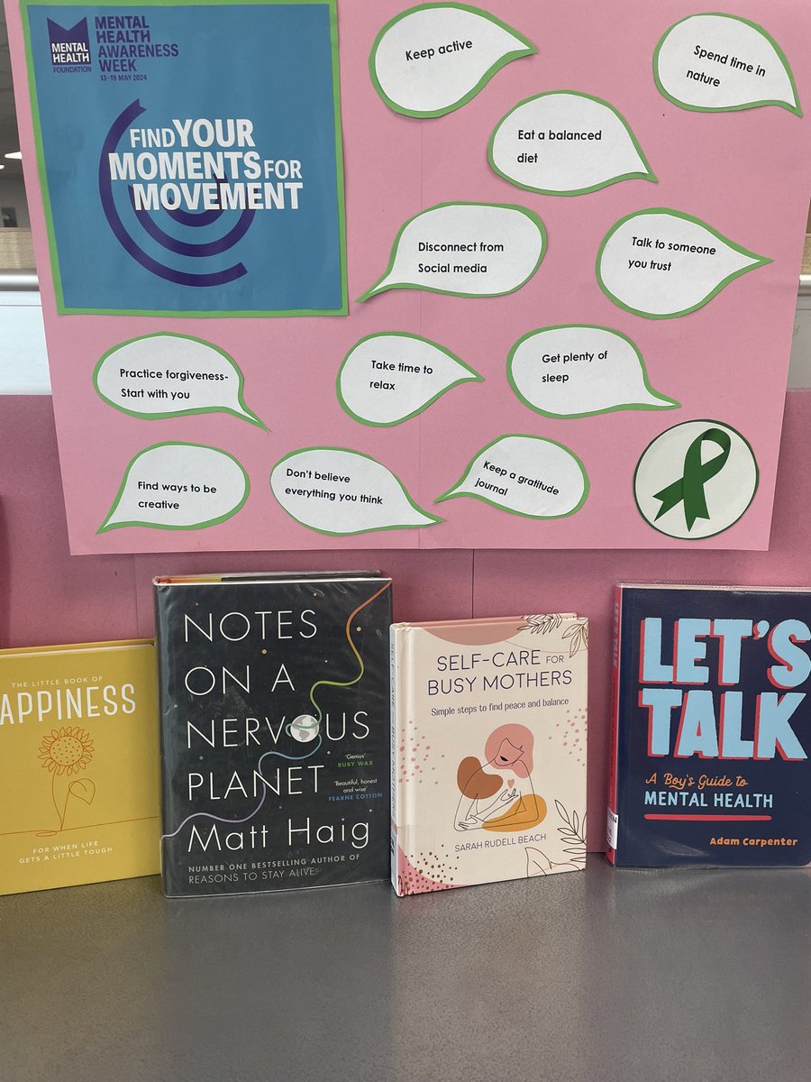 Check out our display for #MentalHealthAwarenessWeek at #BlackheathLibrary! We have lots of books about a wide range of topics, come in and borrow some today! @GreenwichLibs @Royal_Greenwich @Better_UK #LoveYourLibrary