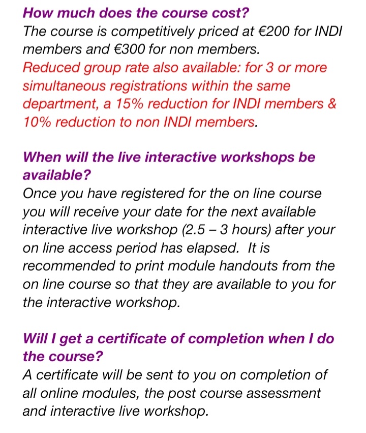 Renal Interest Group is delighted to announce that Course 2 CKD stages 3b-5, is open for registrations. Contact info@indi.ie to register. Huge 👏 to the hard working dietitians of the CPD group for developing this fantastic training resource.Thanks <a href="/trust_indi/">INDI</a> for all the support