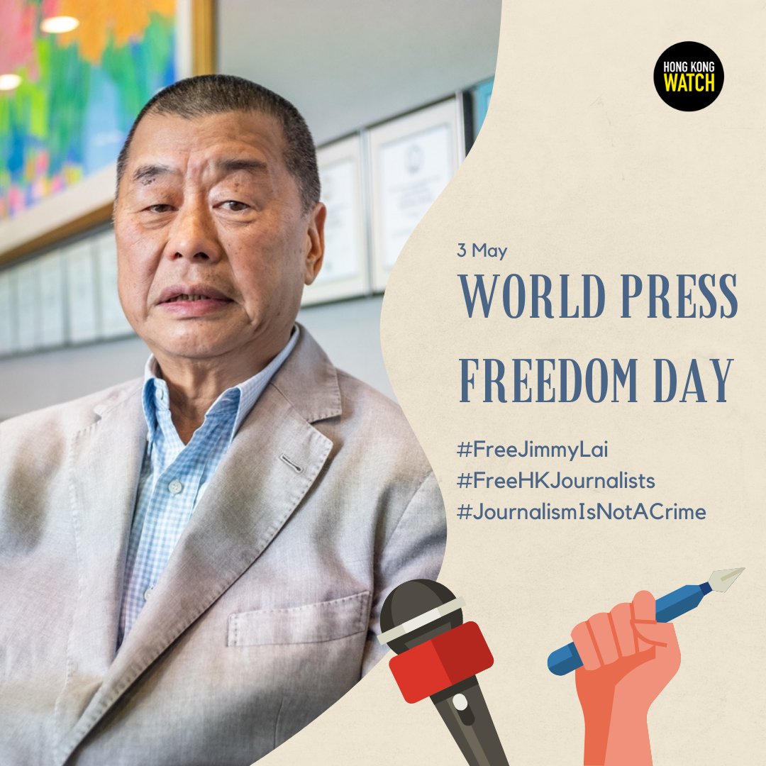 Today is World Press Freedom Day. Press freedom is nonexistent in China.Every single day the CCP is in breach of Article 19 of the UDHR #JournalismIsNotACrime #FreeJimmyLai @hk_watch @hkfp @thecfhk @caoilfhionnanna @David_Cameron @lilo11 @bbclysedoucet article19.org/what-we-do/