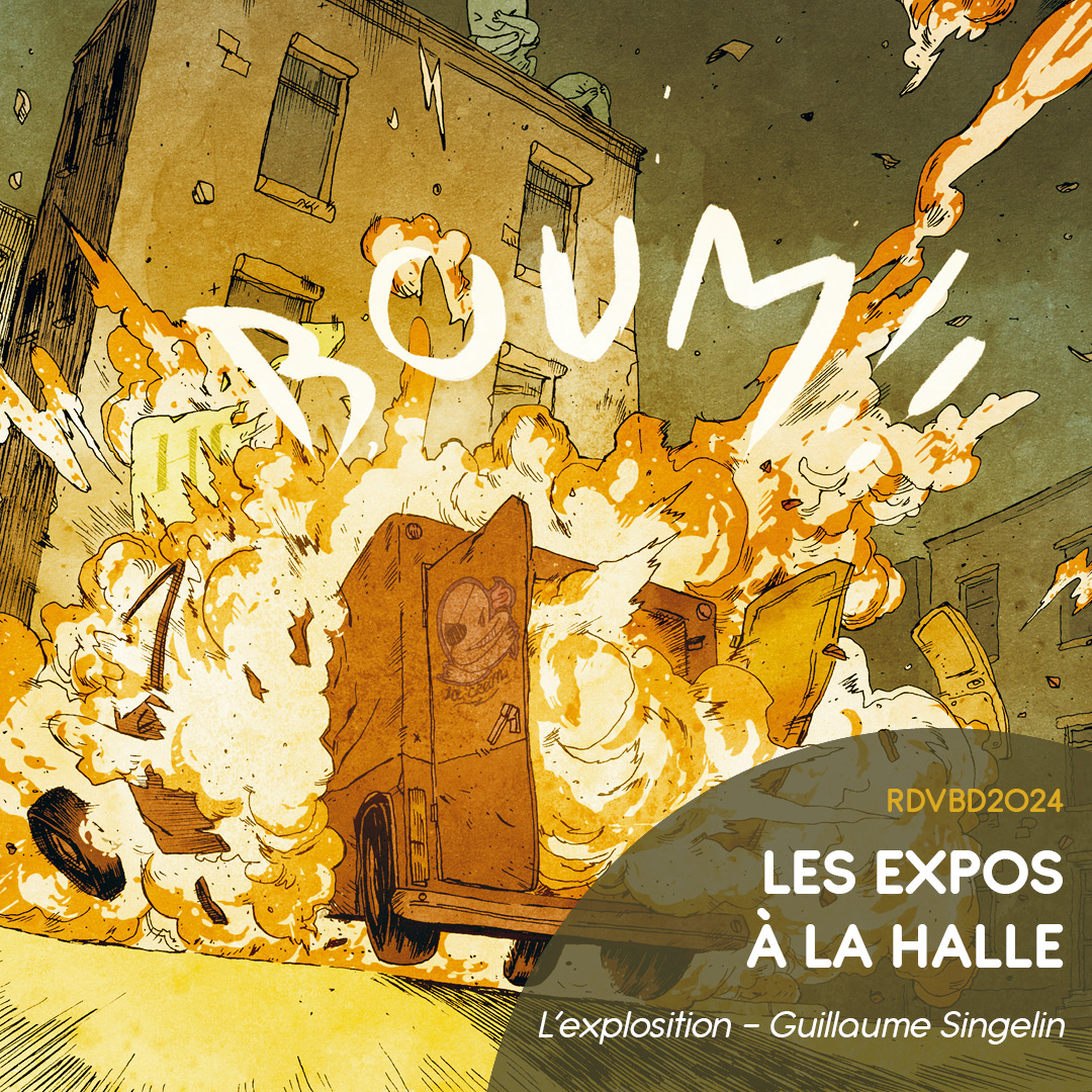 L’explosition vous propose un parcours à travers l’œuvre de Guillaume Singelin (@guinoir) dont les planches fourmillent de détails et de bonnes idées. 🤩 Un voyage explosif partant de The Grocery pour atteindre les étoiles de Frontier ! ✨ Plus d'infos : rdvbdamiens.com