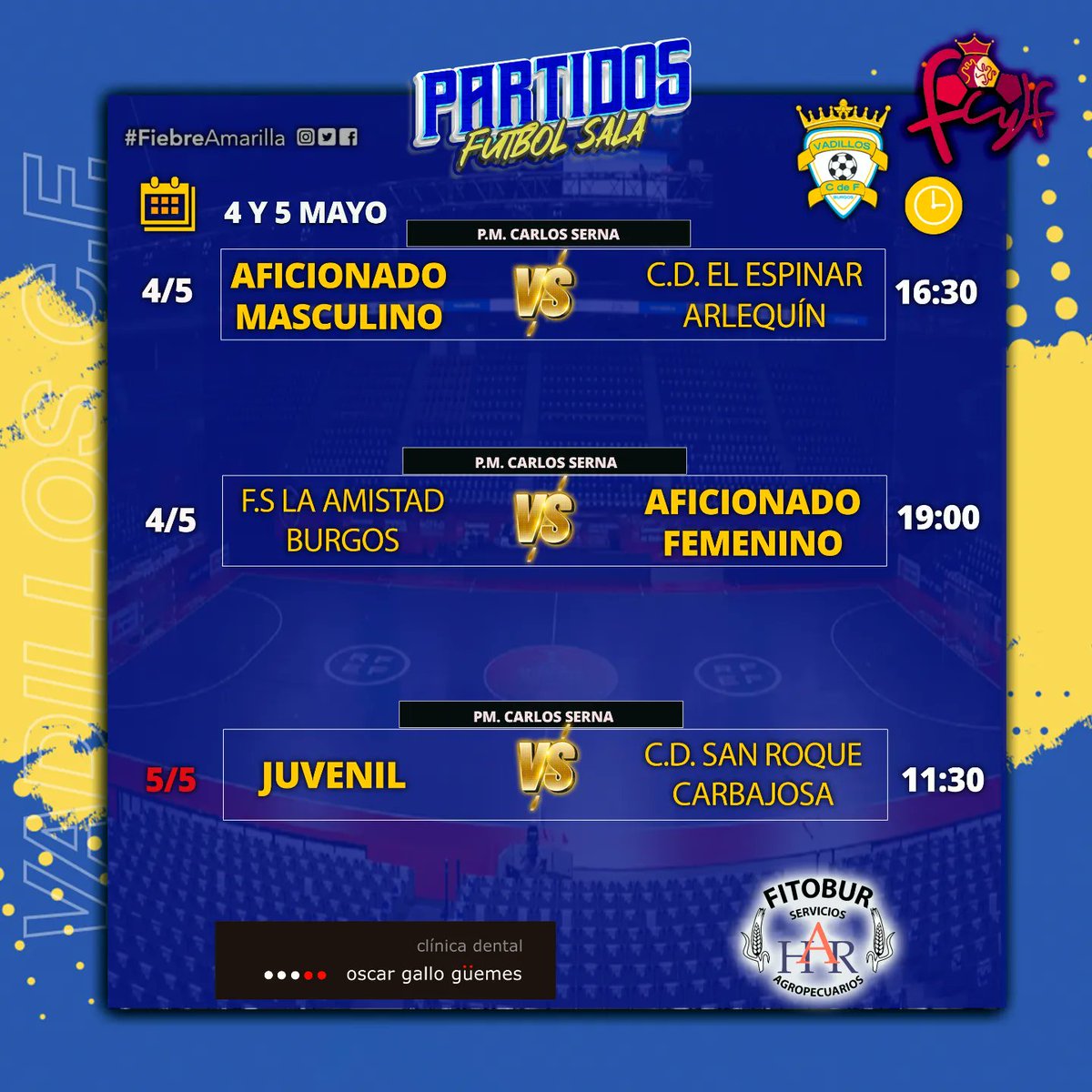 #AgendaAmarilla: partidos para este finde...📝 💛💙 #FiebreAmarilla #FamiliaVadillista