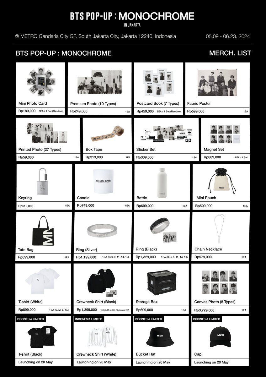 Are you ready for the biggest drop yet? 🤩 Swipe to check out the exclusive merch at BTS POP-UP : MONOCHROME IN JAKARTA at METRO Department Store Gandaria City 💜 ​ Which item are you most excited to get? ​ #BTS #방탄소년단 #MONOCHROME #MNCR #BTS_POPUP #Jakarta #ShopatMETRO