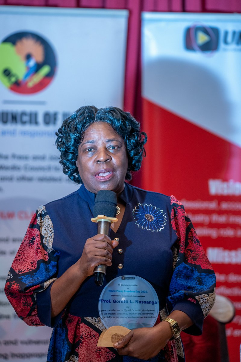 During the celebrations of #WorldPressFreedomDay @Makerere, Prof. Goretti Linda Nassanga has been recognized for her contributions to Uganda’s media development as an eminent academic, teacher and researcher, especially in the area of environmental journalism.