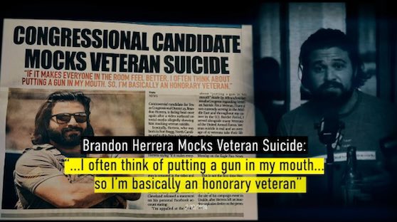 Brandon Herrera thinks veteran suicide is a joke. He has no business representing #TX23 in Congress.
