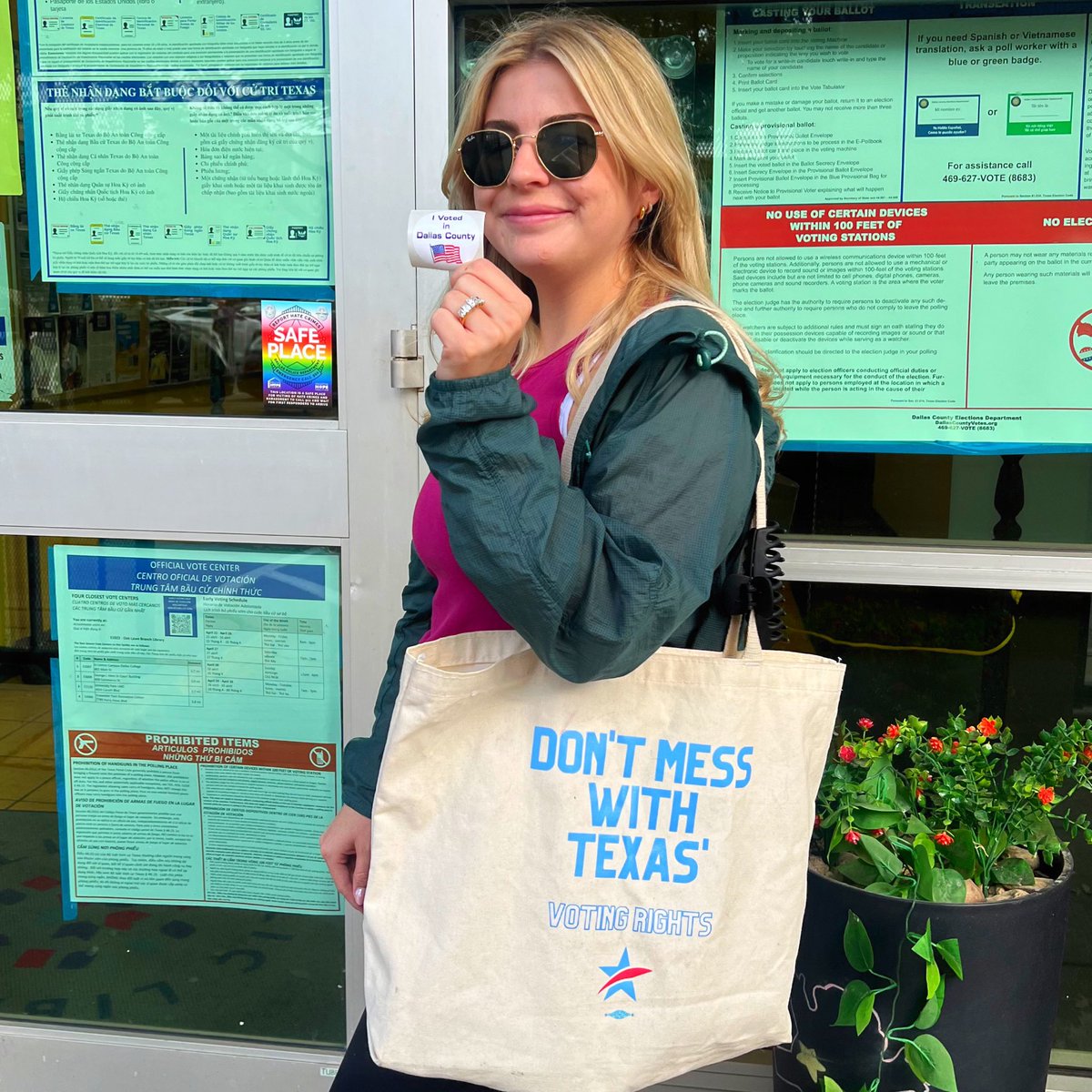 Get ready to vote tomorrow in style! 🤩 This canvas tote bag is perfect for carrying all your voting items like: ☑️ your government issued ID ☑️ your printed voter guide ☑️ your voter identification card ☑️ water & more! remember to call 866-OUR-VOTE if you have any questions 📞