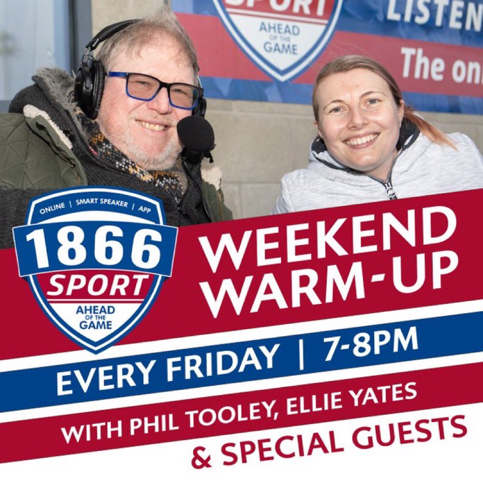 🎙️ 𝗪𝗲𝗲𝗸𝗲𝗻𝗱 𝗪𝗮𝗿𝗺-𝘂𝗽 𝗯𝗮𝗰𝗸 𝘁𝗼𝗻𝗶𝗴𝗵𝘁! Weekend warm-up is back tonight - tune-in to 1866 Sport from 7pm. 👋 The weekend warm-up follows Rick Houghton's drive time show, so don't forget to tune-in for that too from 4pm! #Spireites