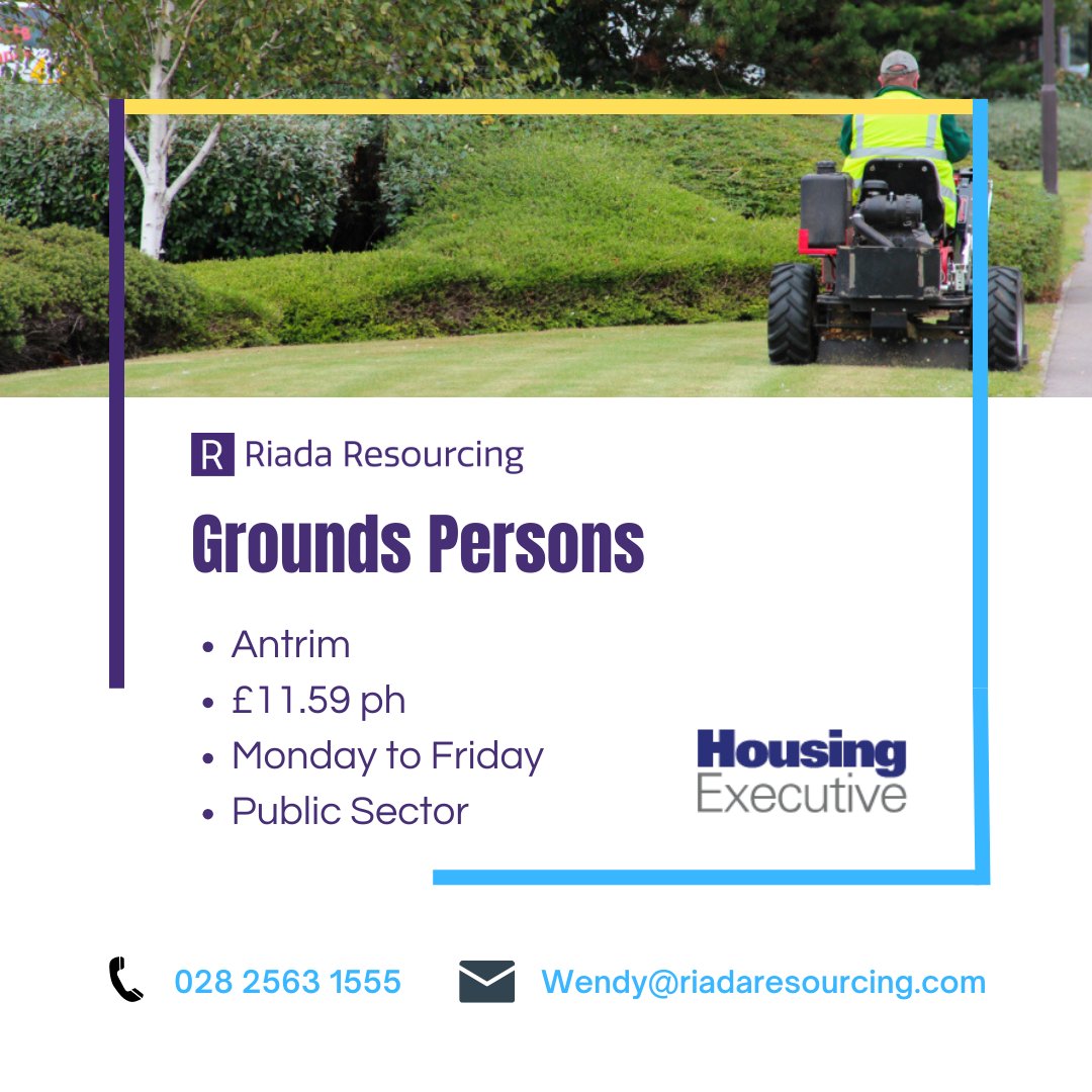 Grounds Persons - NI Housing Executive 📍

NI Housing Executive is one of the largest housing bodies in the UK. Apply today to secure full time, Public Sector work 📲 vacancies.riadaresourcing.com/vacancies/3411…

#nijobs