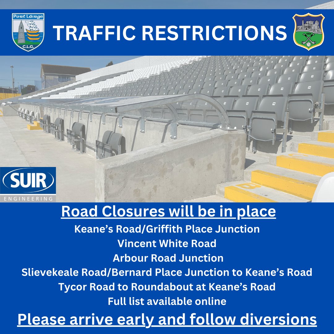 Saturday's Munster SHC RD 3 - 
MATCH DAY INFORMATION
<a href="/WaterfordGAA/">Waterford GAA</a> v  <a href="/TipperaryGAA/">Tipperary GAA</a> 

Saturday 4th May - 6pm - Walsh Park