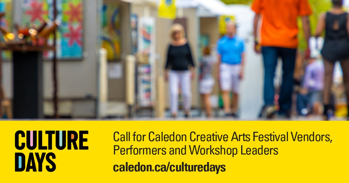 We’re seeking artists and performers for the 3rd annual Caledon Creative Arts Festival! 🎹🎤🎨 Participating artists will have the opportunity to engage with residents and visitors at this celebration of art, performance, music and creativity. Read more: ow.ly/j7sg50RvJtl