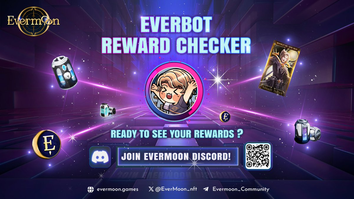 EverMoon_nft's tweet photo. 🔍 Meet "EverBot_Reward Checker" - Your one-stop bot for checking your Evermoon rewards! 🎉

Simply enter wallet address and click "Check" to see what you've earned. It's that easy!

Ready to see your Evermoon rewards? 🎁 Join our Discord now to check:
👉 https://t.co/GLQg0WnAZU

Stay engaged and don't miss out on your rewards! 🚀 #Evermoon #EverBot #Rewards