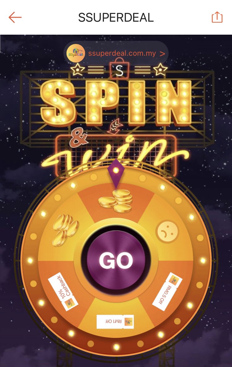 (Shopee) three shops with spin and win game

Hairbox 
s.shopee.com.my/2LC4MvvkUB
1coin/250coins/voucher

Trex Mart
s.shopee.com.my/50CpY8mW0A
1coin/500coins/voucher

Ssuperdeal
s.shopee.com.my/g3qOGjGRj
3coins/500coins/voucher

**join my Telegeram Channel t.me/HCHCChia