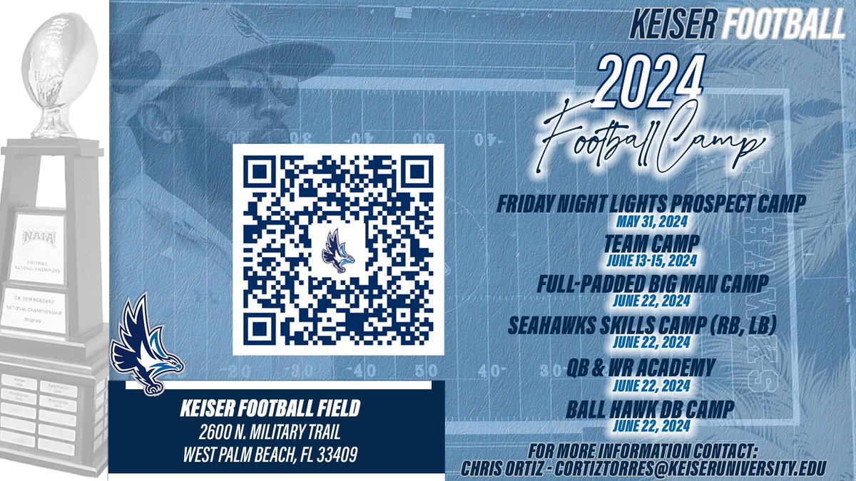Friday reminder, @KeiserFootball football camps for the summer! Come compete #GRIT #SeahawkFast